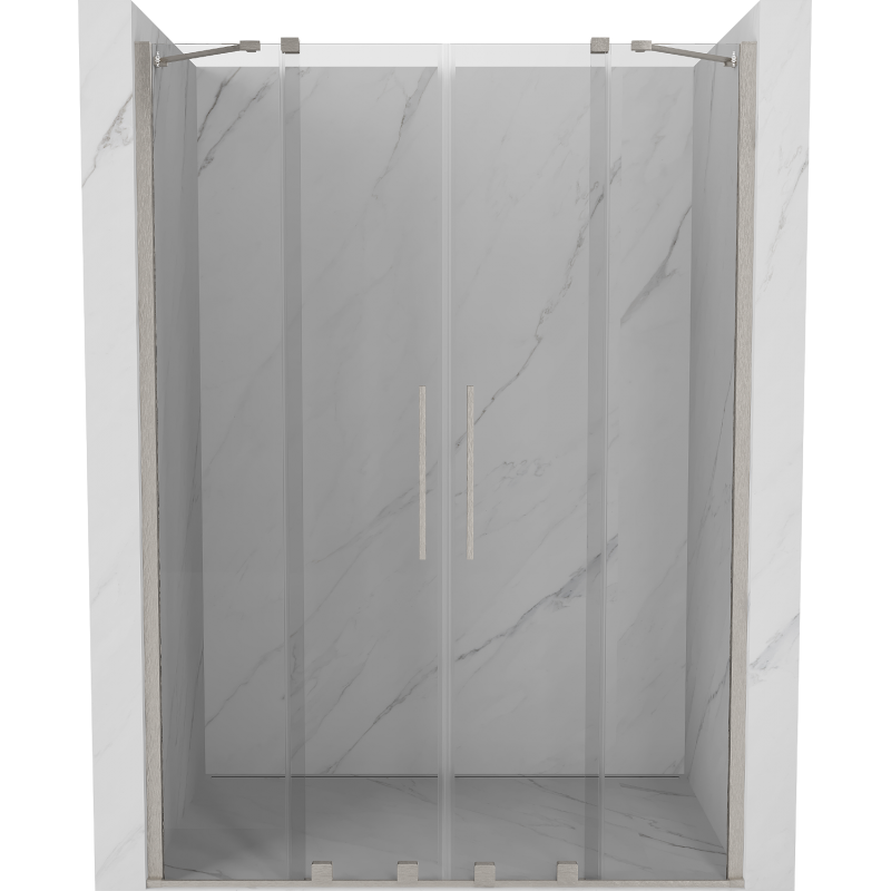Mexen Velar Duo Schiebetür Dusche 140 cm, transparent, gebürsteter Nickel - 871-140-000-02-97