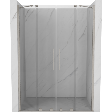 Mexen Velar Duo Schiebetür Duschabtrennung 150 cm, transparent, gebürsteter Nickel - 871-150-000-02-97