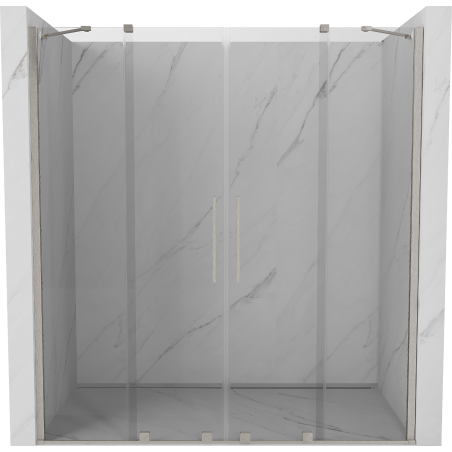 Mexen Velar Duo Schiebetüren Dusche 200 cm, transparent, gebürsteter Nickel - 871-200-000-02-97