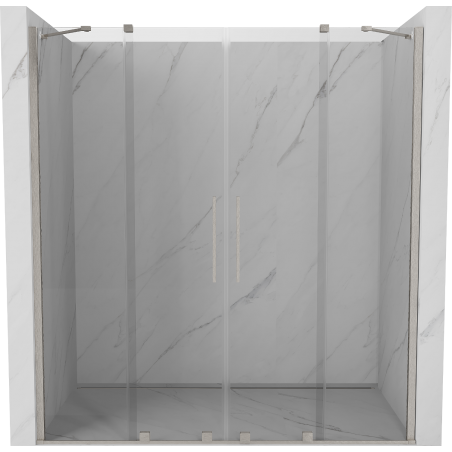 Mexen Velar Duo Schiebeduschtür 180 cm, transparent, gebürstetes Nickel - 871-180-000-02-97