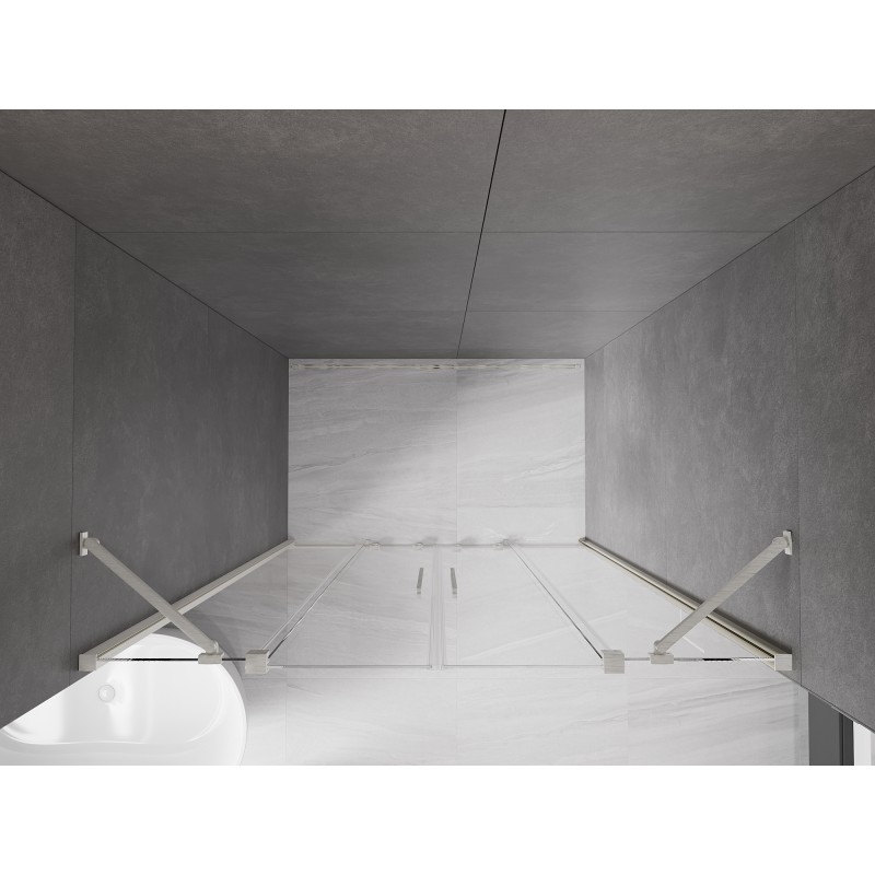 Mexen Velar Duo Schiebetür Duschabtrennung 150 cm, transparent, gebürsteter Nickel - 871-150-000-02-97