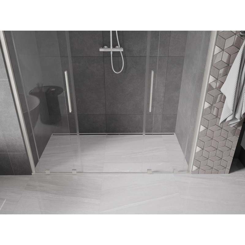 Mexen Velar Duo Schiebeduschtür 180 cm, transparent, gebürstetes Nickel - 871-180-000-02-97