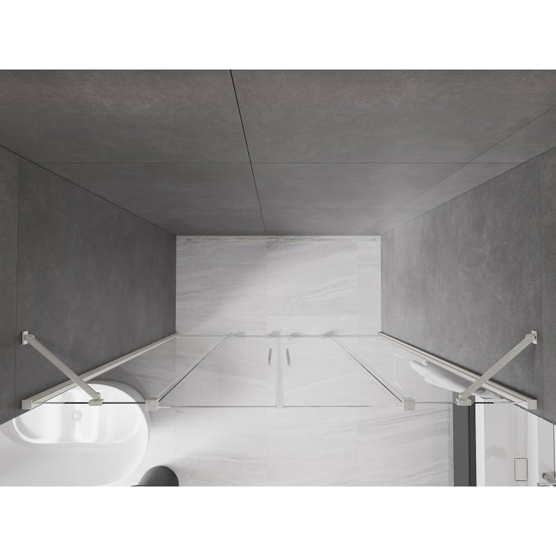 Mexen Velar Duo Schiebetür Duschabtrennung 170 cm, transparent, gebürsteter Nickel - 871-170-000-02-97