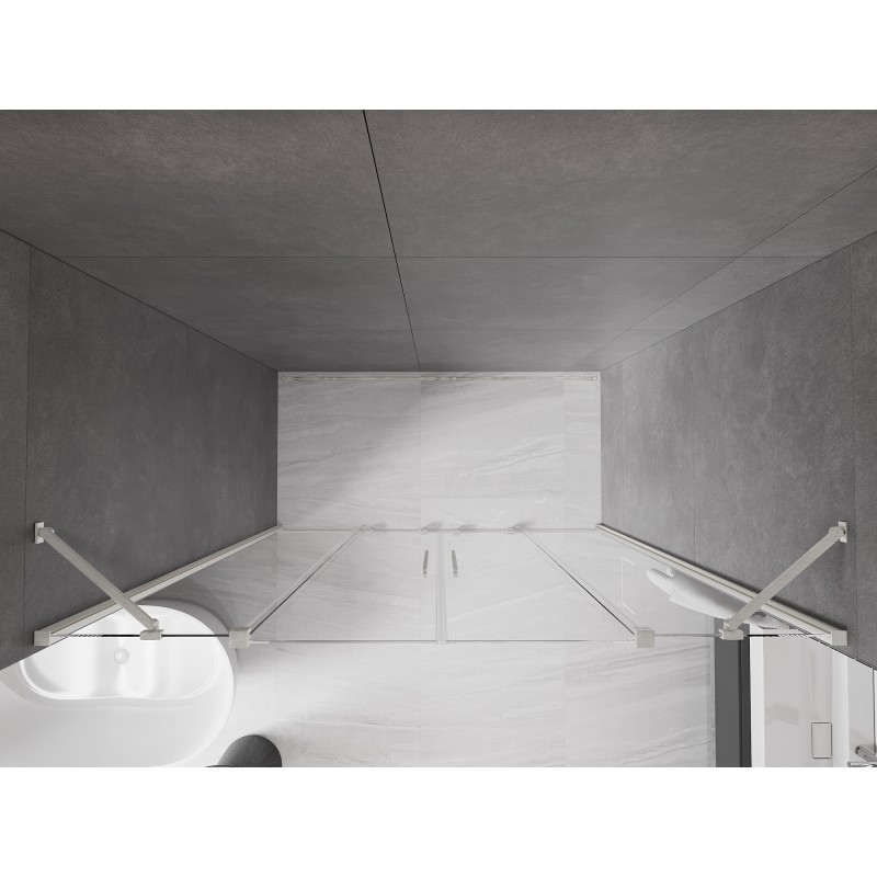 Mexen Velar Duo Schiebetüren Dusche 200 cm, transparent, gebürsteter Nickel - 871-200-000-02-97