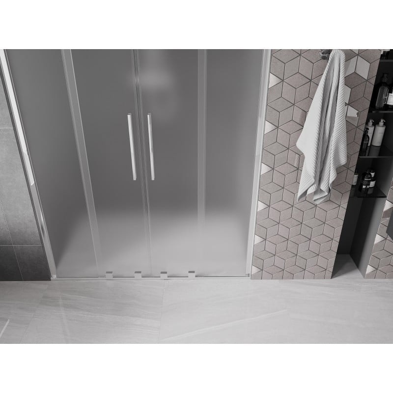 Mexen Velar Duo Schiebeduschtüren 150 cm, Milchglas, Chrom - 871-150-000-32-01