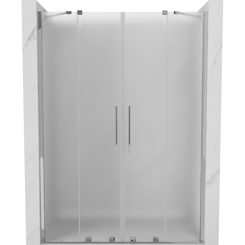 Mexen Velar Duo Schiebeduschtüren 150 cm, Milchglas, Chrom - 871-150-000-32-01