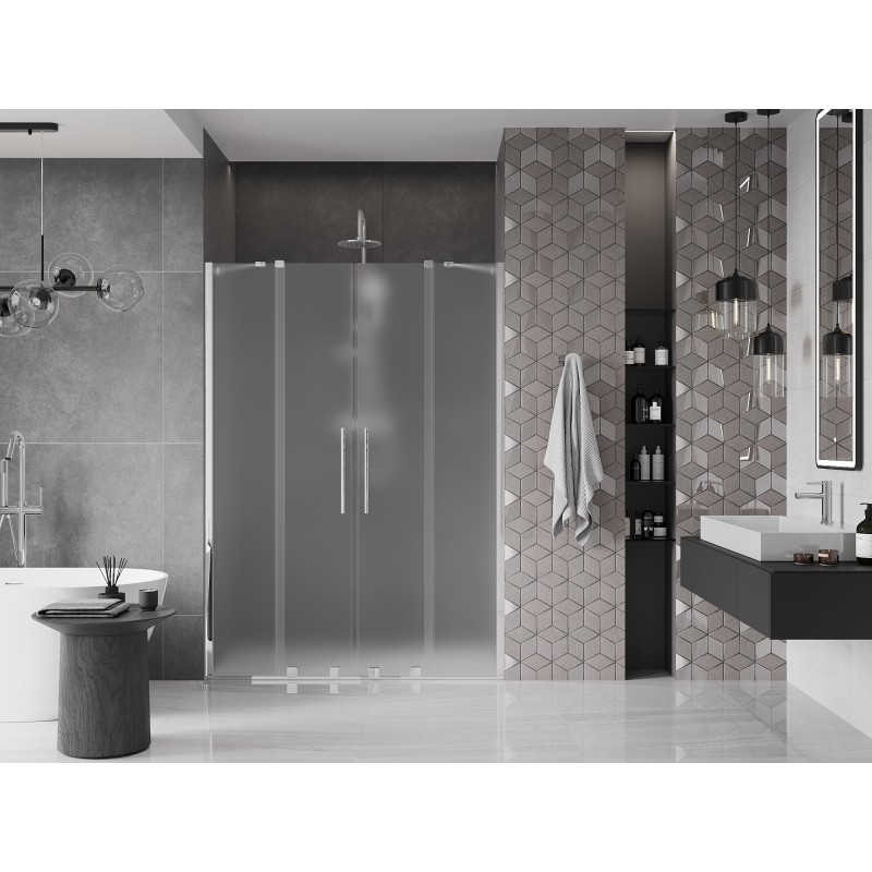 Mexen Velar Duo Schiebetüren für Dusche 140 cm, Raureif, Chrom - 871-140-000-32-01