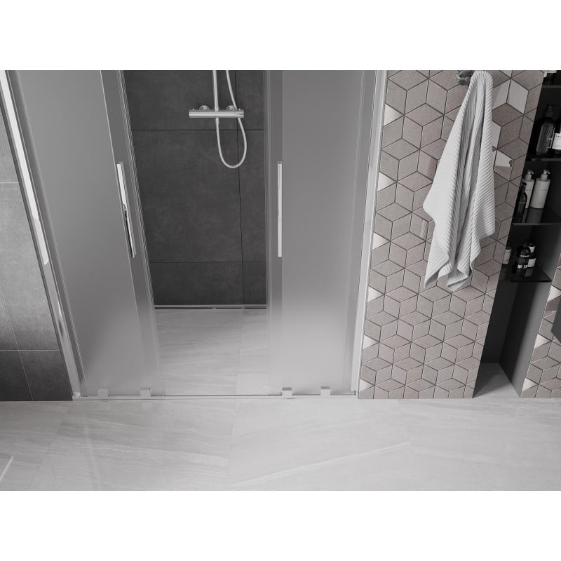 Mexen Velar Duo Schiebeduschtüren 150 cm, Milchglas, Chrom - 871-150-000-32-01