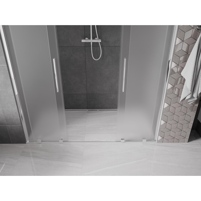 Mexen Velar Duo Schiebetür für Dusche 180 cm, Milchglas, Chrom - 871-180-000-32-01