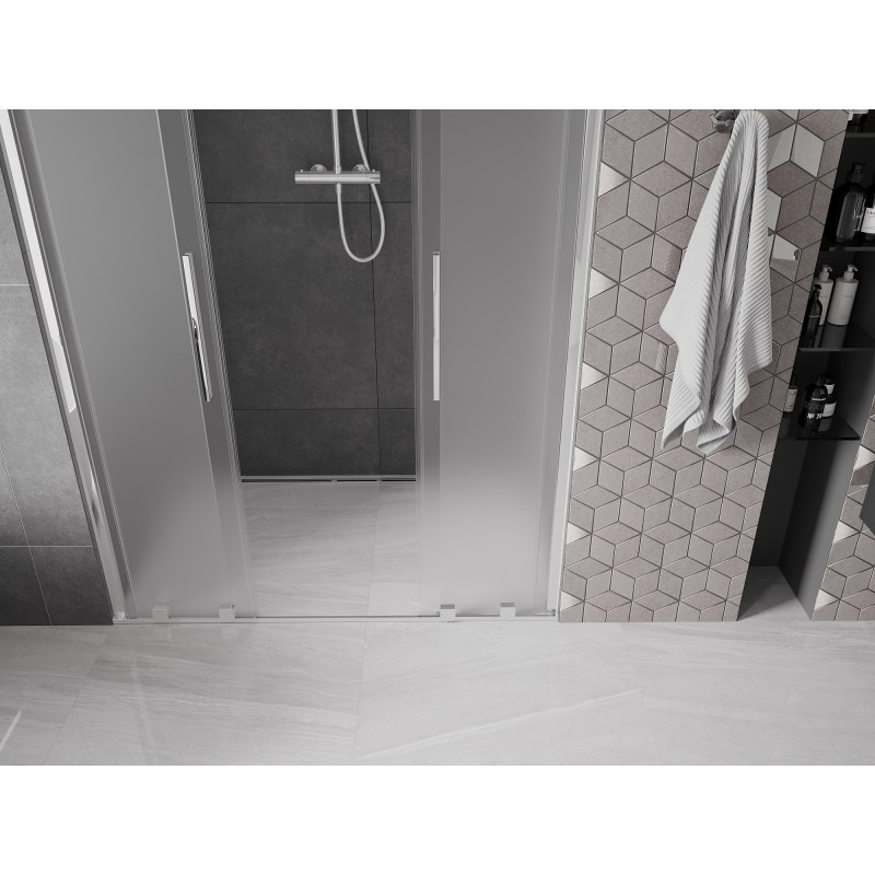 Mexen Velar Duo Schiebetüren 160 cm, Milchglas, Chrom - 871-160-000-32-01