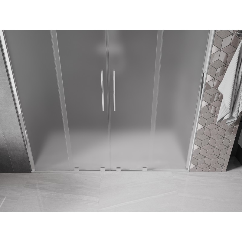 Mexen Velar Duo Schiebetür für Dusche 180 cm, Milchglas, Chrom - 871-180-000-32-01