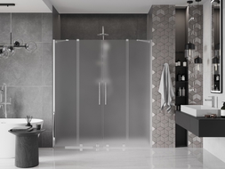 Mexen Velar Duo Schiebetür für Dusche 180 cm, Milchglas, Chrom - 871-180-000-32-01