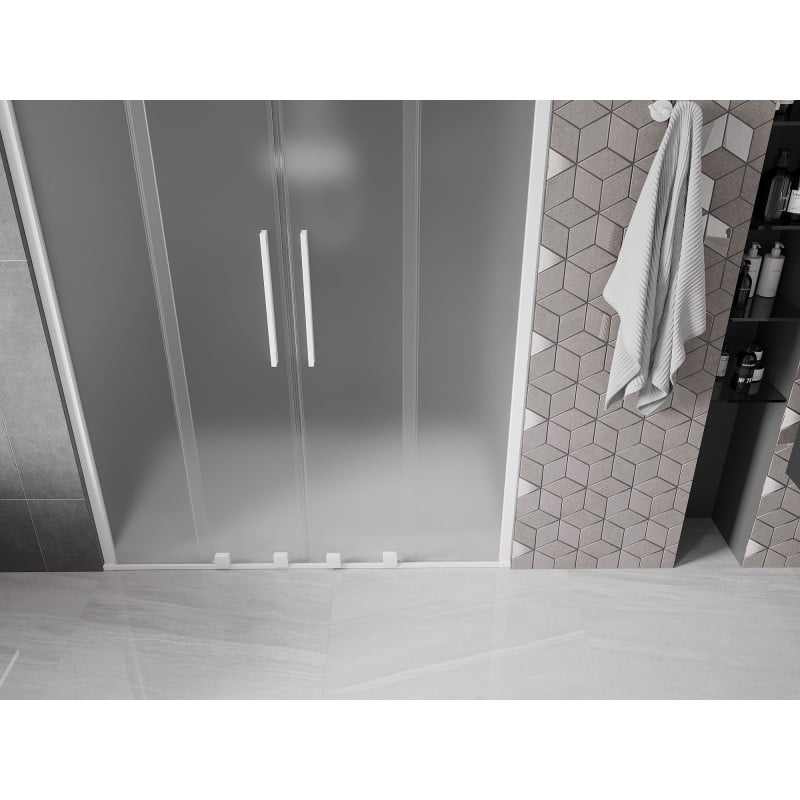 Mexen Velar Duo Schiebeduschtür 140 cm, Mattglas, Weiß - 871-140-000-32-20