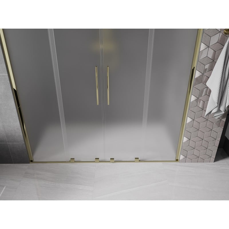 Mexen Velar Duo Schiebeduschtüren 170 cm, Milchglas, Gold - 871-170-000-32-50