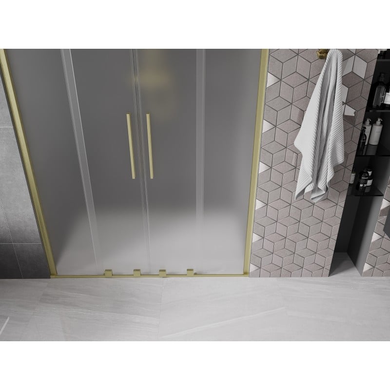 Mexen Velar Duo Schiebetüren 140 cm, matt, gebürstetes Gold - 871-140-000-32-55