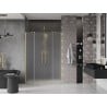 Mexen Velar Duo Schiebetür Duschkabine 160 cm, Milchglas, gebürstetes Gold - 871-160-000-32-55