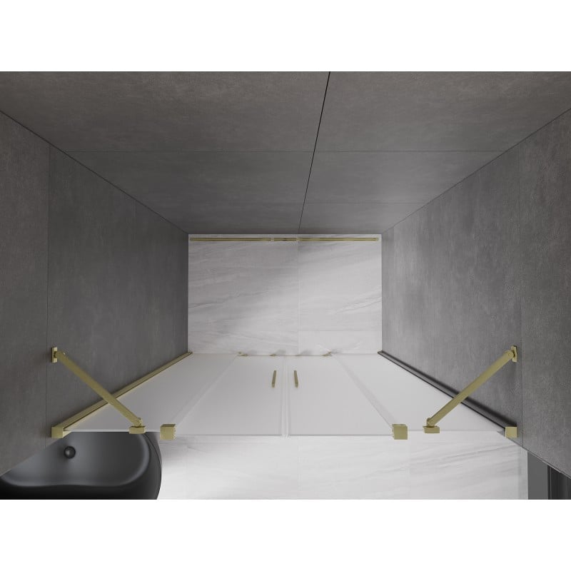Mexen Velar Duo Schiebetür-Duschwand 150 cm, matt, gebürstetes Gold - 871-150-000-32-55