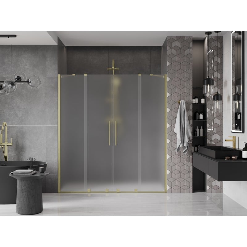 Mexen Velar Duo Schiebetür 180 cm, mattiert, gold gebürstet - 871-180-000-32-55