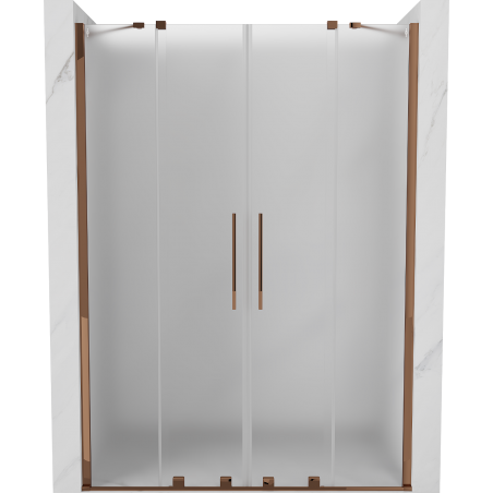 Mexen Velar Duo Schiebetür-Duschabtrennung 160 cm, Mattglas, Roségold - 871-160-000-32-60