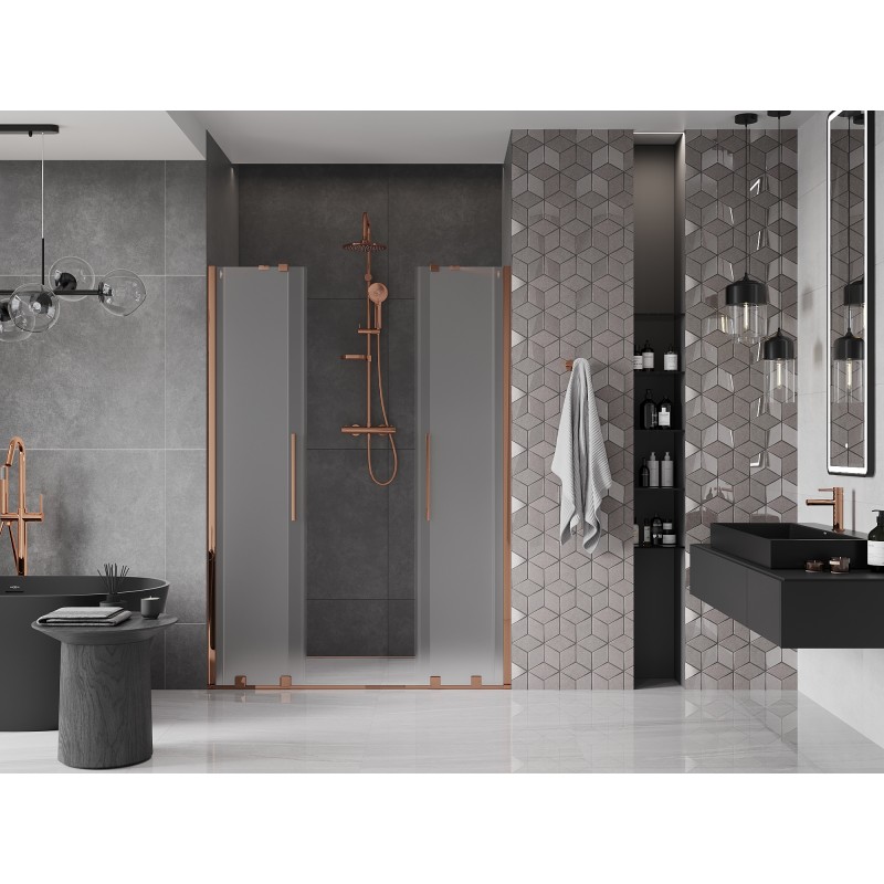 Mexen Velar Duo Schiebeduschtüren 150 cm, Frost, Roségold - 871-150-000-32-60