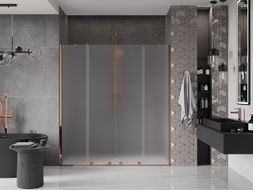 Mexen Velar Duo Schiebetür Dusche 200 cm, matt, Roségold - 871-200-000-32-60