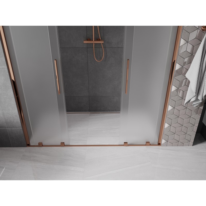 Mexen Velar Duo Schiebetür Dusche 200 cm, matt, Roségold - 871-200-000-32-60