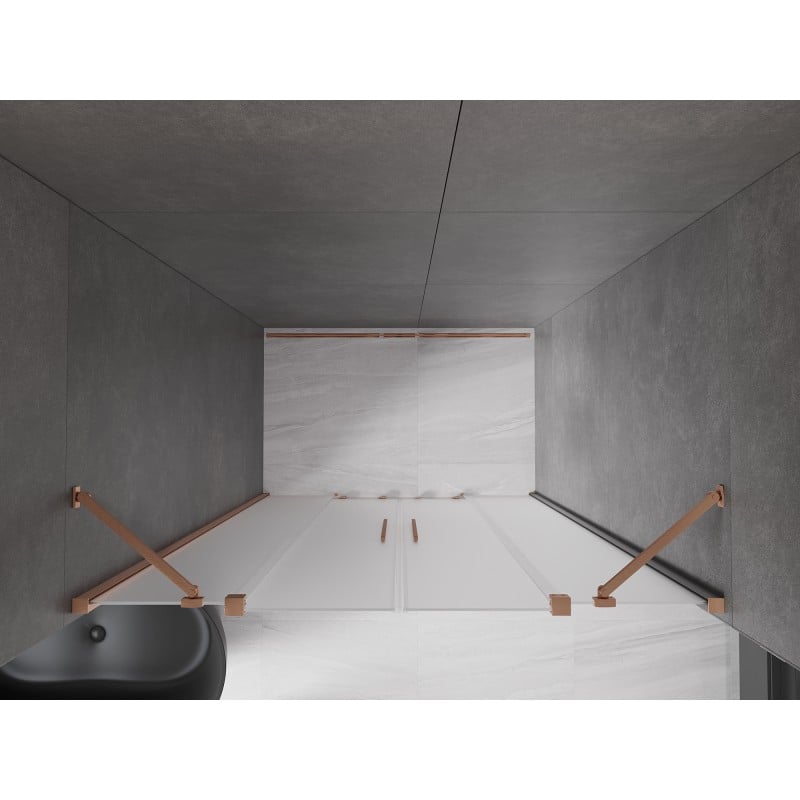 Mexen Velar Duo Schiebetür-Duschkabine 160 cm, Mattglas, gebürstetes Kupfer - 871-160-000-32-65