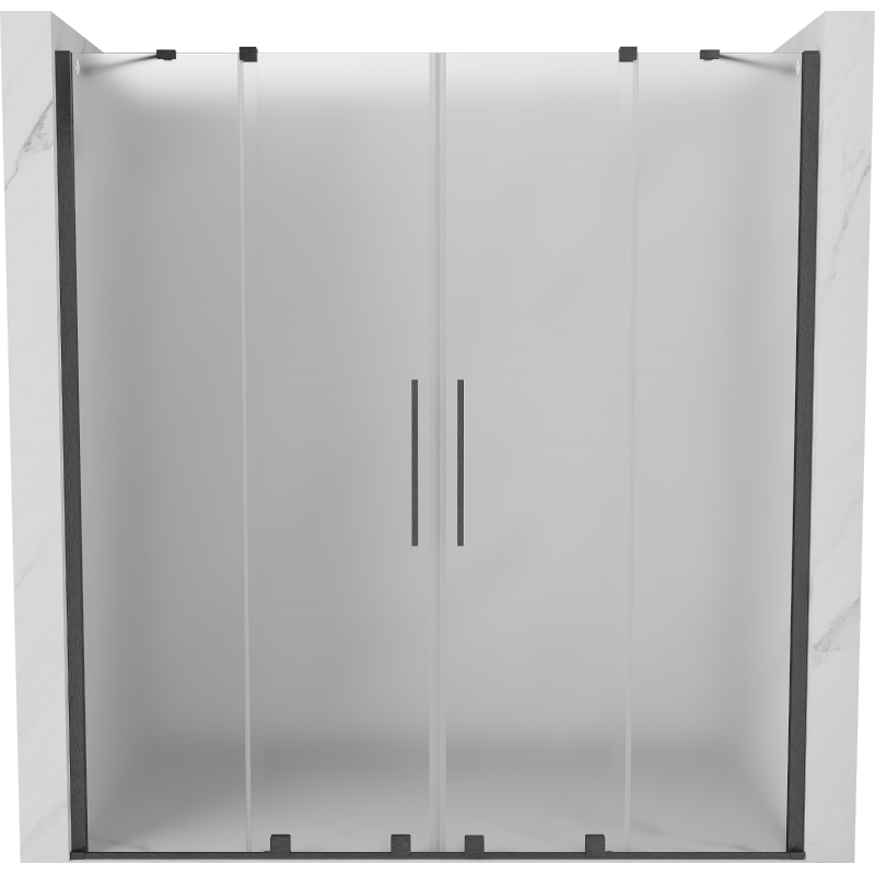 Mexen Velar Duo Schiebeduschtür 170 cm, Milchglas, gebürstetes Gun Gray - 871-170-000-32-66
