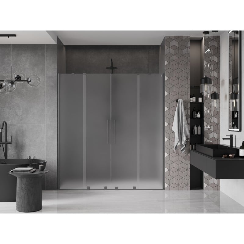 Mexen Velar Duo Schiebetür Dusche 180 cm, Frost, gebürstetes Gun Gray - 871-180-000-32-66