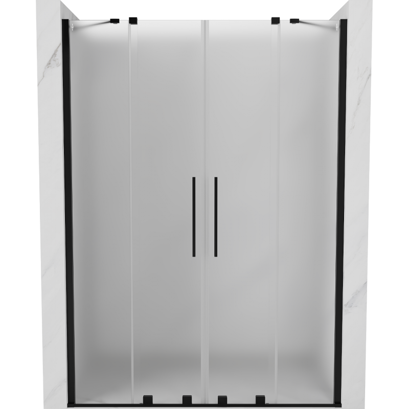 Mexen Velar Duo Schiebetür Duschwand 150 cm, Milchglas, schwarz - 871-150-000-32-70