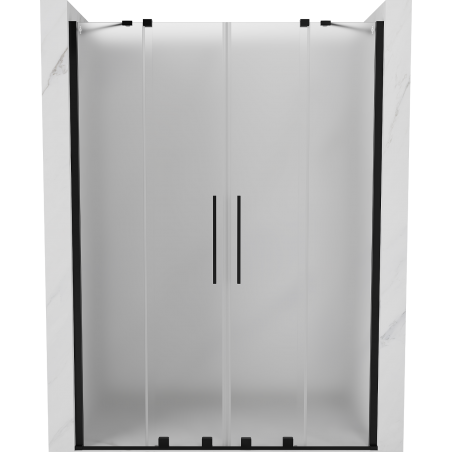 Mexen Velar Duo Schiebetür Duschwand 150 cm, Milchglas, schwarz - 871-150-000-32-70