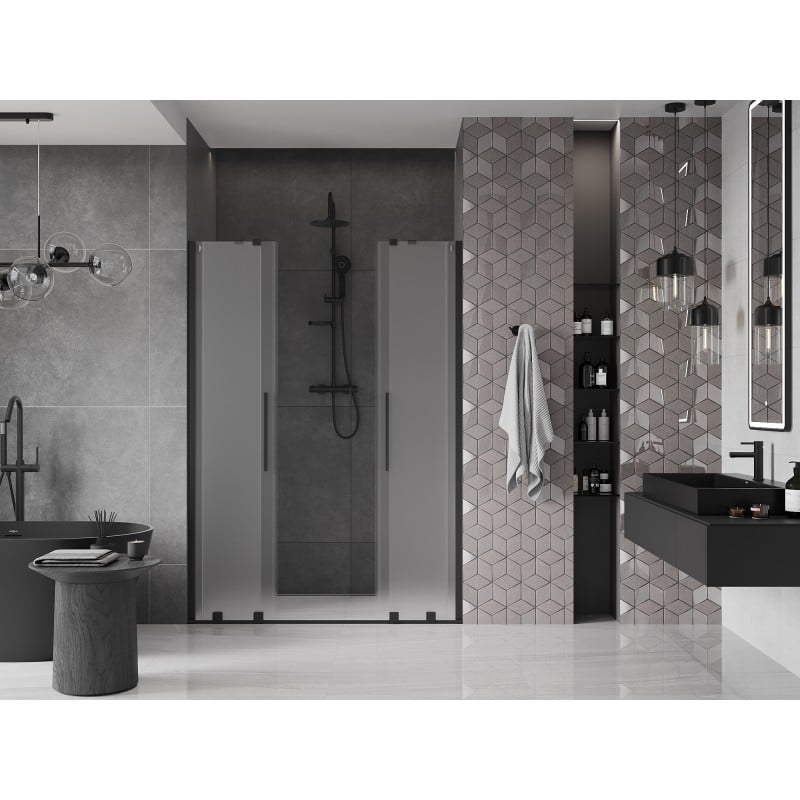 Mexen Velar Duo Schiebetüren 140 cm, matt, schwarz - 871-140-000-32-70