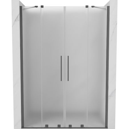 Mexen Velar Duo Schiebeduschtür 150 cm, Milchglas, Gun Metal - 871-150-000-32-95