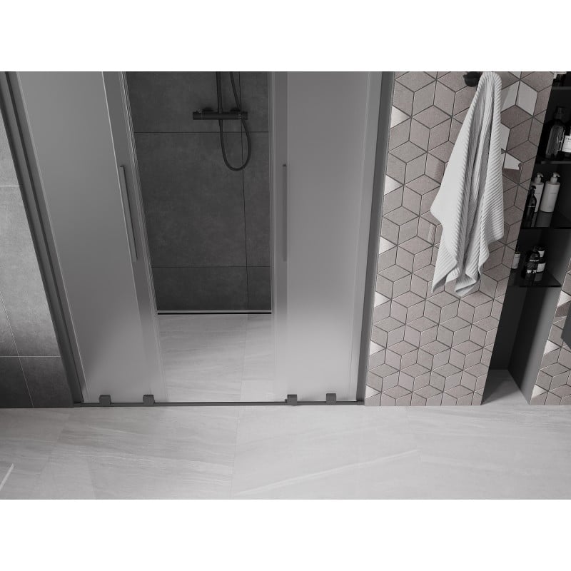 Mexen Velar Duo Schiebetür Duschwand 140 cm, matt, Gun Metal - 871-140-000-32-95