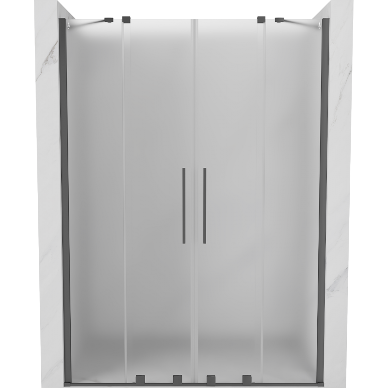 Mexen Velar Duo Schiebetüren für Dusche 160 cm, Frost, Gun Metal - 871-160-000-32-95
