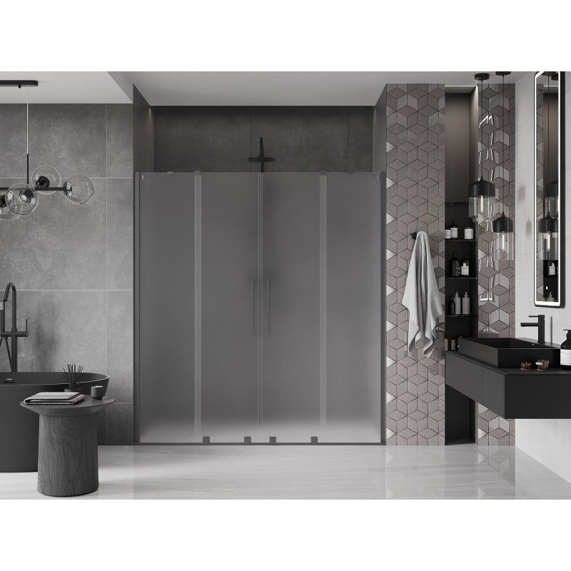 Mexen Velar Duo Schiebeduschtüren 180 cm, Frostglas, Gun Metal - 871-180-000-32-95