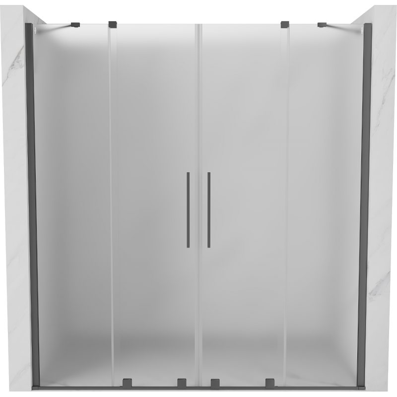 Mexen Velar Duo Schiebeduschtüren 180 cm, Frostglas, Gun Metal - 871-180-000-32-95