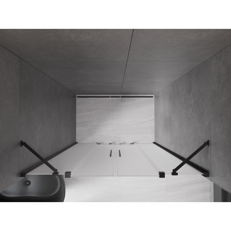Mexen Velar Duo Schiebetür Duschwand 140 cm, matt, Gun Metal - 871-140-000-32-95