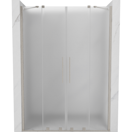 Mexen Velar Duo Duschschiebetüren 150 cm, Milchglas, gebürstetes Nickel - 871-150-000-32-97