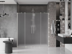 Mexen Velar Duo Schiebeduschtür 180 cm, Frost, gebürsteter Nickel - 871-180-000-32-97