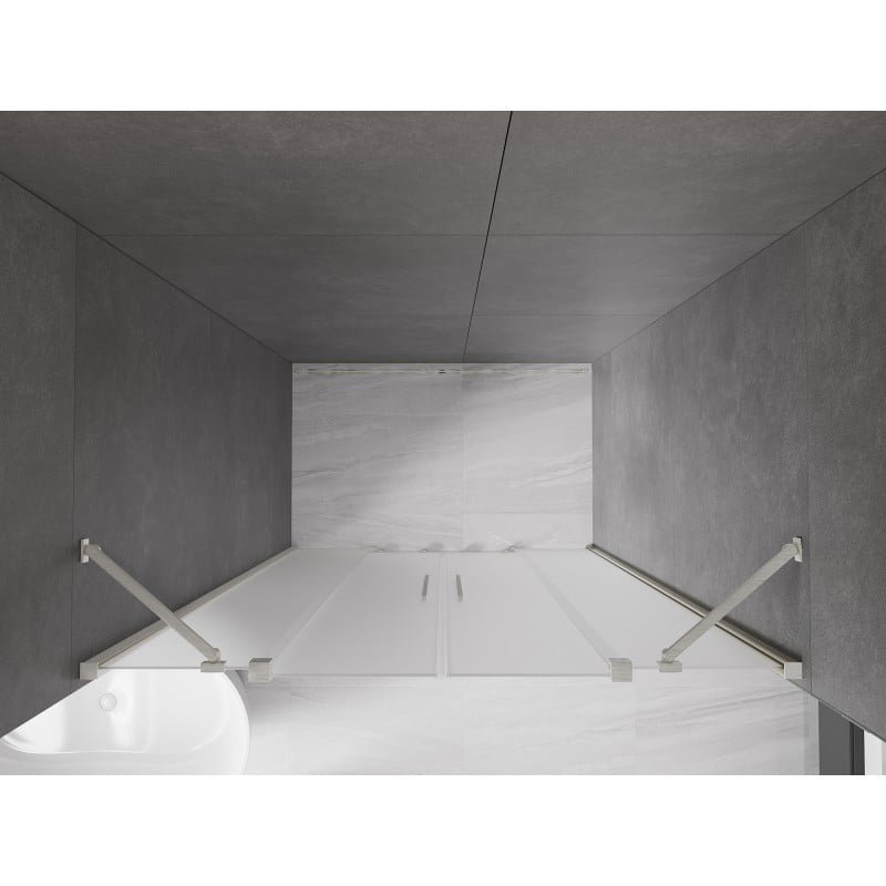 Mexen Velar Duo Schiebetür Duschabtrennung 160 cm, Frost, gebürstetes Nickel - 871-160-000-32-97