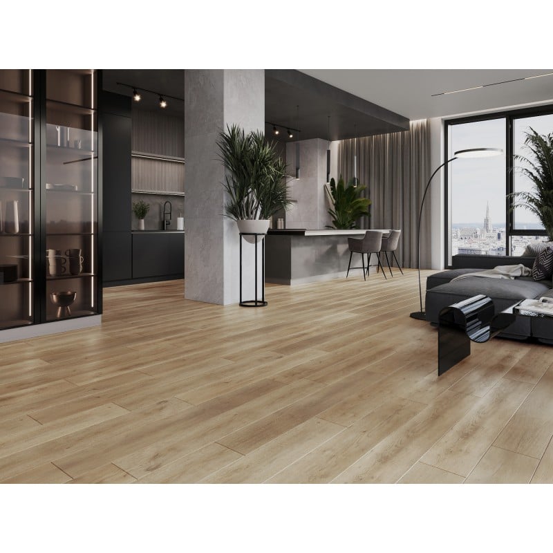 Mexen Spirit Lake Probe von SPC-Vinylpaneelen 6,5 mm, IXPE-Unterlage 1,5 mm, 4 V-Fuge, Eiche - F1001-S
