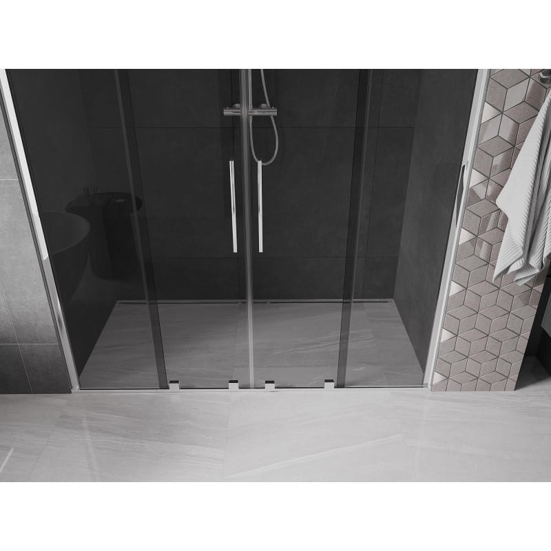 Mexen Velar Duo Schiebetüren für Dusche 200 cm, Grafit, Chrom - 871-200-000-42-01