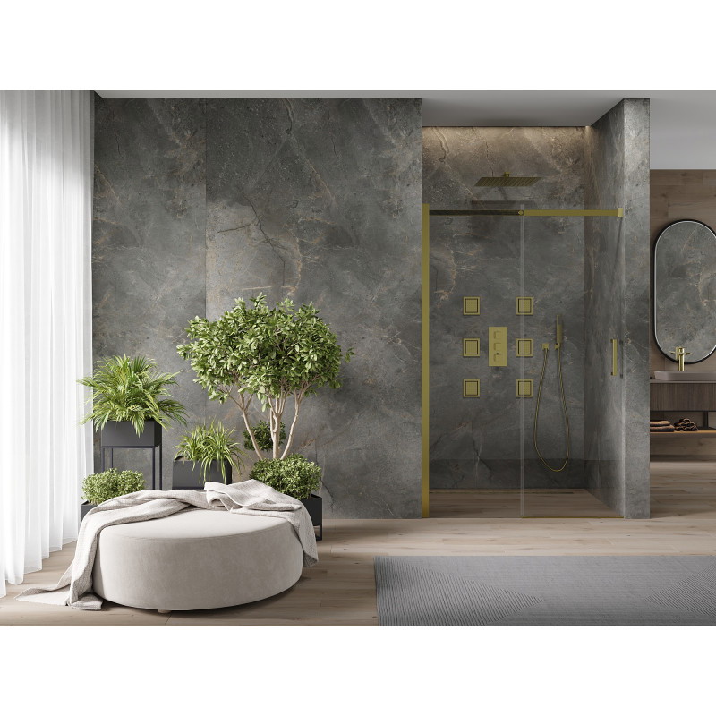 Mexen Omega 130 cm Schiebetür für Dusche, transparent, gold - 825-130-000-50-00