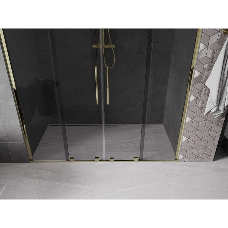 Mexen Velar Duo Schiebetür 180 cm, Graphit, Gold - 871-180-000-42-50