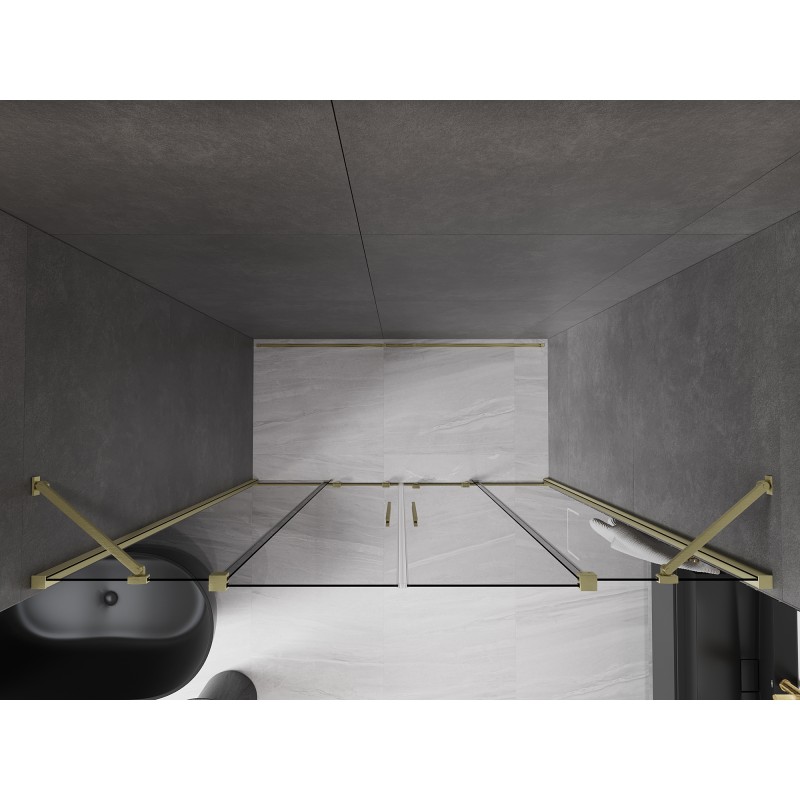 Mexen Velar Duo Schiebetür Dusche 170 cm, Graphit, gebürstetes Gold - 871-170-000-42-55