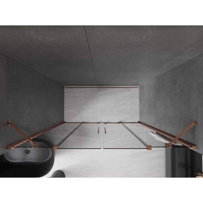 Mexen Velar Duo Schiebetür Duschwand 180 cm, Graphit, Roségold - 871-180-000-42-60