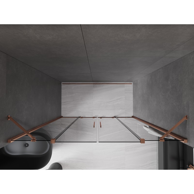 Mexen Velar Duo Schiebeduschtür 200 cm, Graphit, Roségold - 871-200-000-42-60