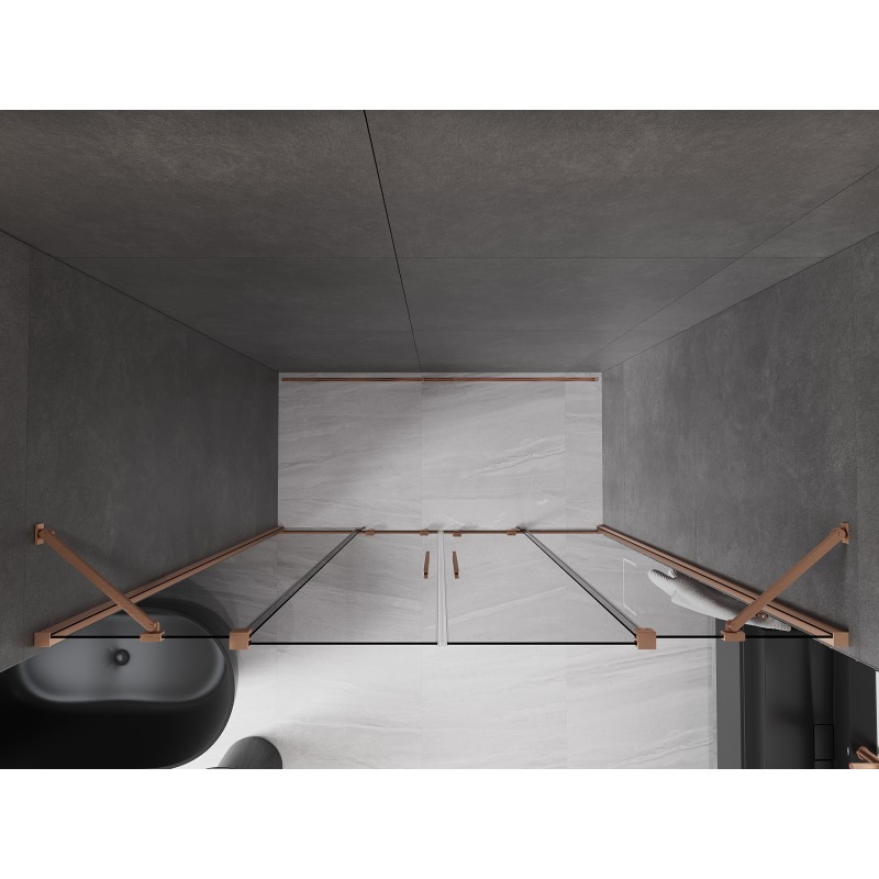 Mexen Velar Duo Schiebetür-Duschwand 170 cm, Graphit, gebürstetes Kupfer - 871-170-000-42-65