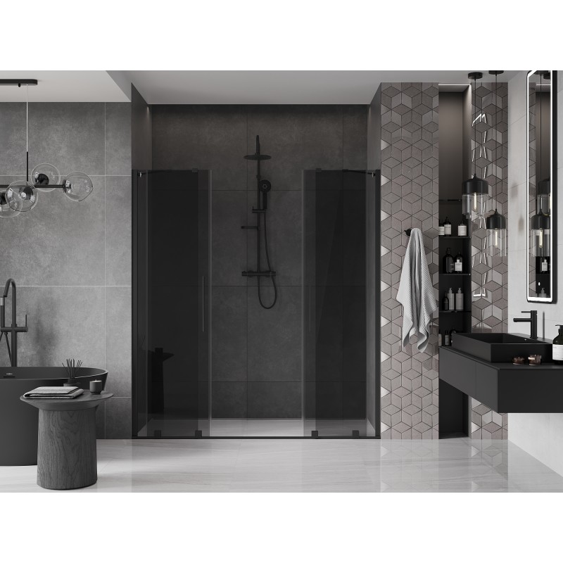 Mexen Velar Duo Dusch-Schiebetüren 170 cm, Grafit, Schwarz - 871-170-000-42-70